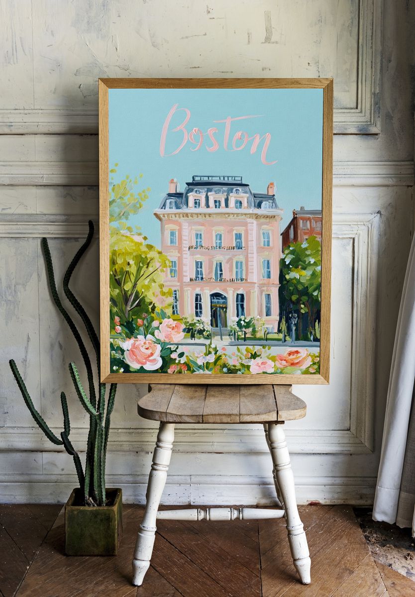 Boston Cityscape Illustration Poster. room preview