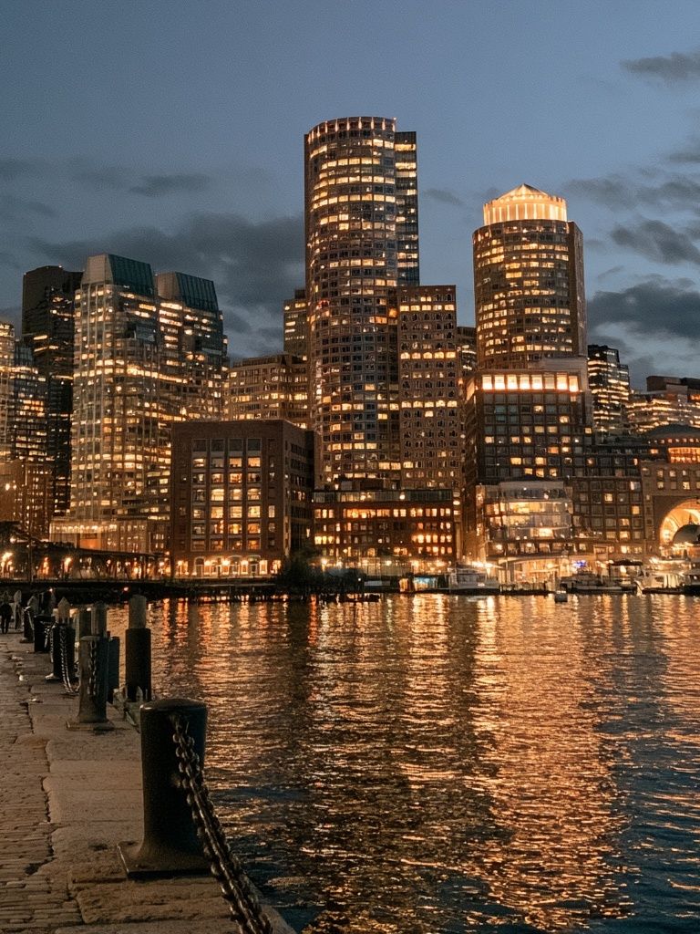 Boston Harbor Skyline Photography Poster. poster detail