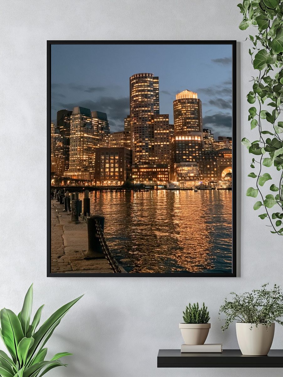 Boston Harbor Skyline Photography Poster. — room view 4