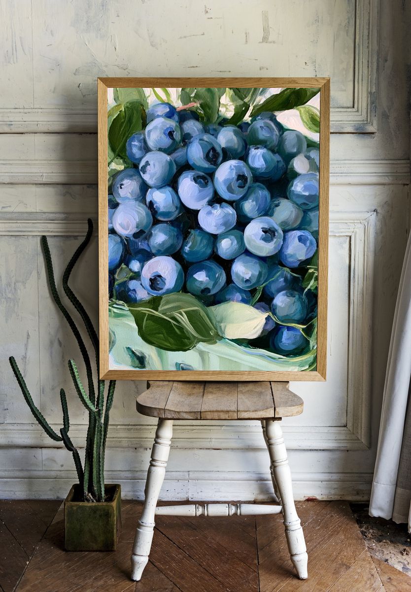 Blueberries Still Life Print. — room view 1