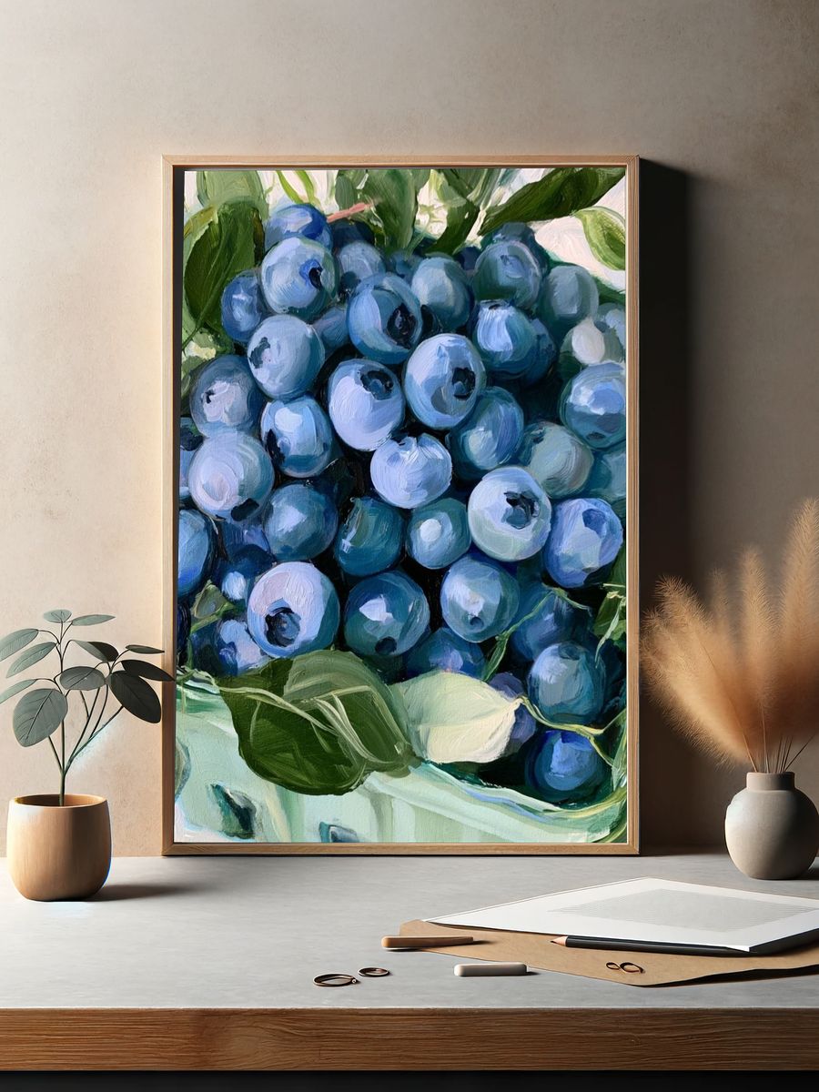 Blueberries Still Life Print. — room view 2