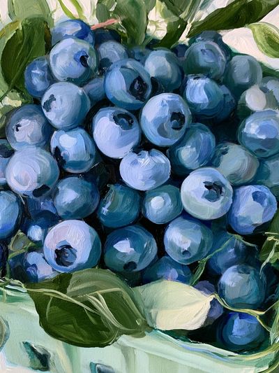 Blueberries Still Life Print. poster