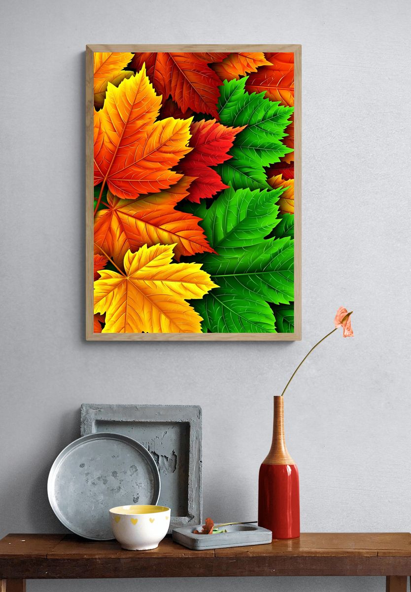Autumn Maple Leaves Botanical Print. — room view 3