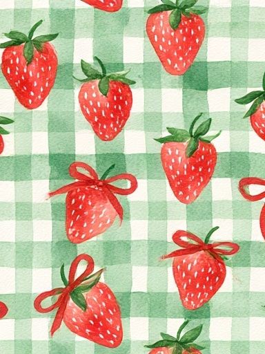 Strawberry Gingham Pattern Print. poster detail