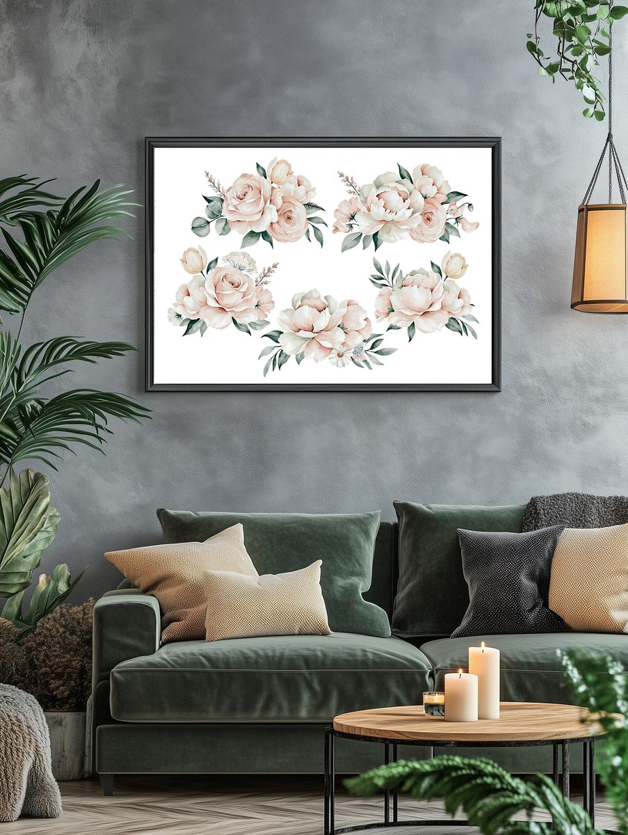 Blush Floral Bouquet Watercolor Print. — room view 4