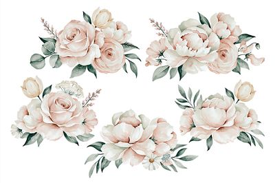 Blush Floral Bouquet Watercolor Print. poster