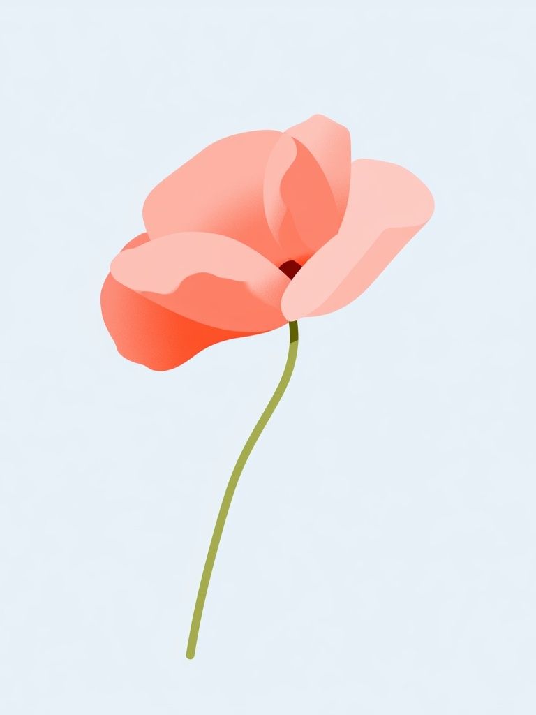 Coral Poppy Minimalist Print. poster detail