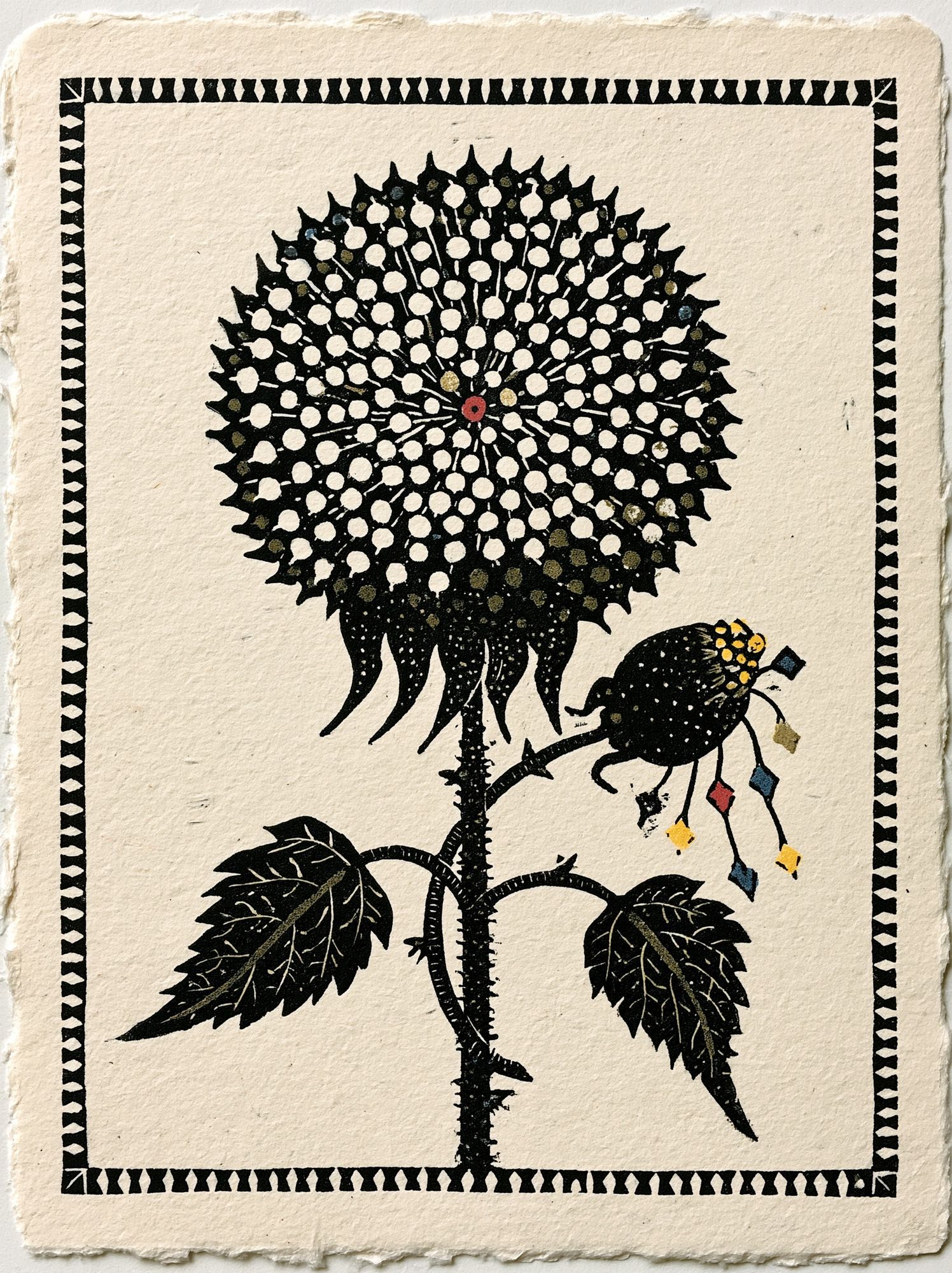 Sunflower Folk Art Print. poster detail