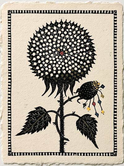 Sunflower Folk Art Print.