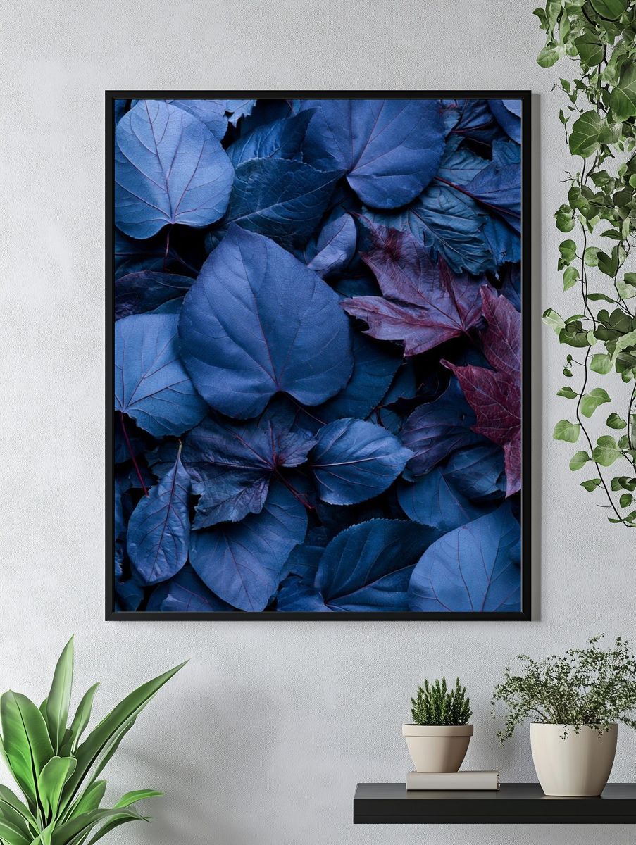 Blue Leaves Botanical Print. — room view 4