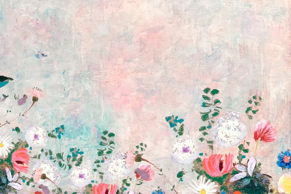 Pink floral wall textured background. poster — botanical art