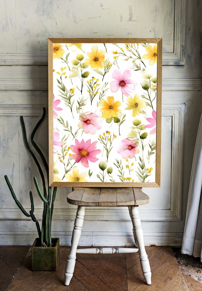 Wildflower Meadow Watercolor Print. — room view 1