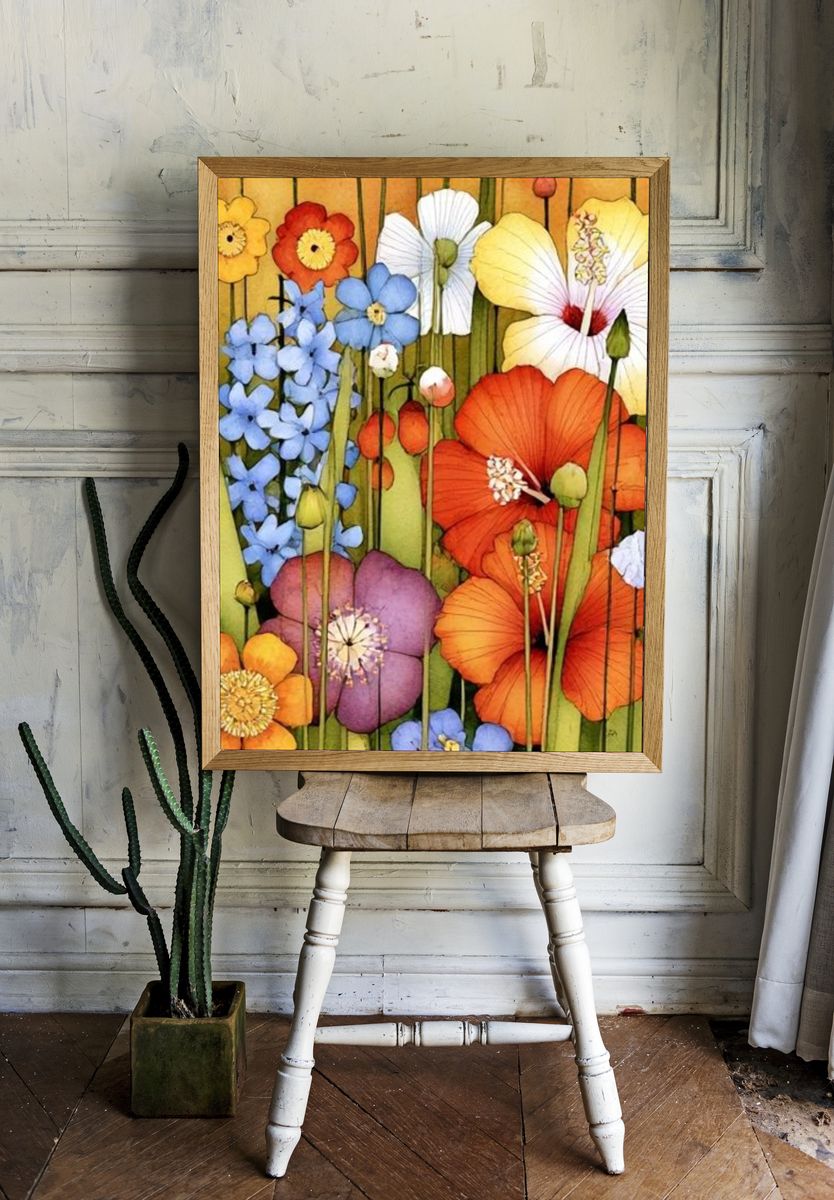 Wildflower Garden Watercolor Poster. room preview