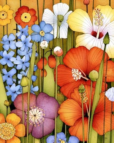 Wildflower Garden Watercolor Poster. poster