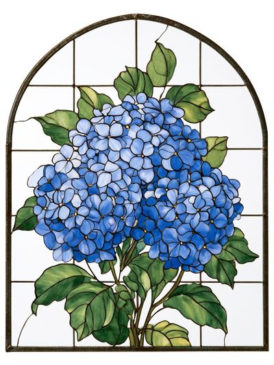 Blue Hydrangea Stained Glass Poster. poster