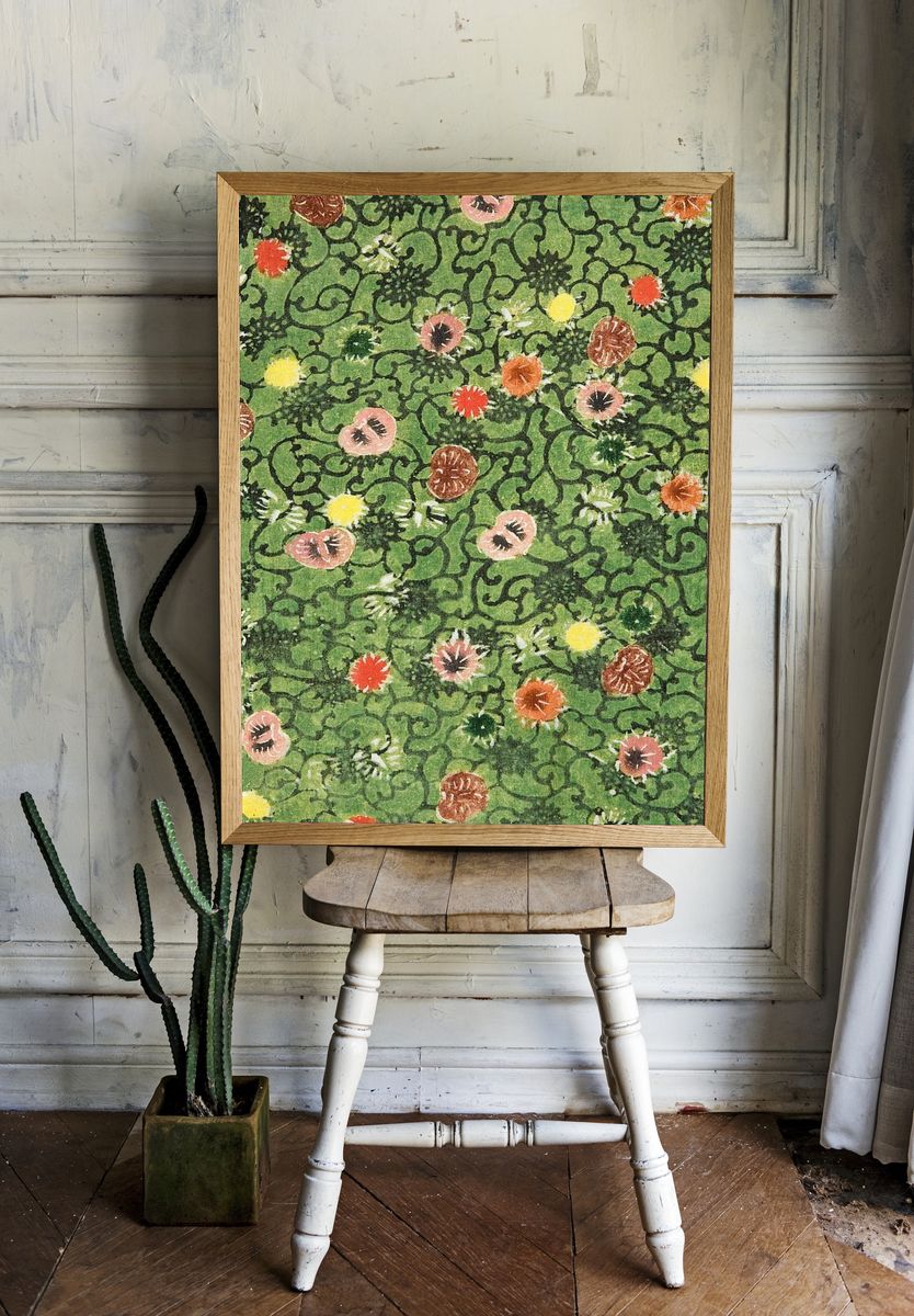 Bingata blossom flower fabric pattern. — room view 1