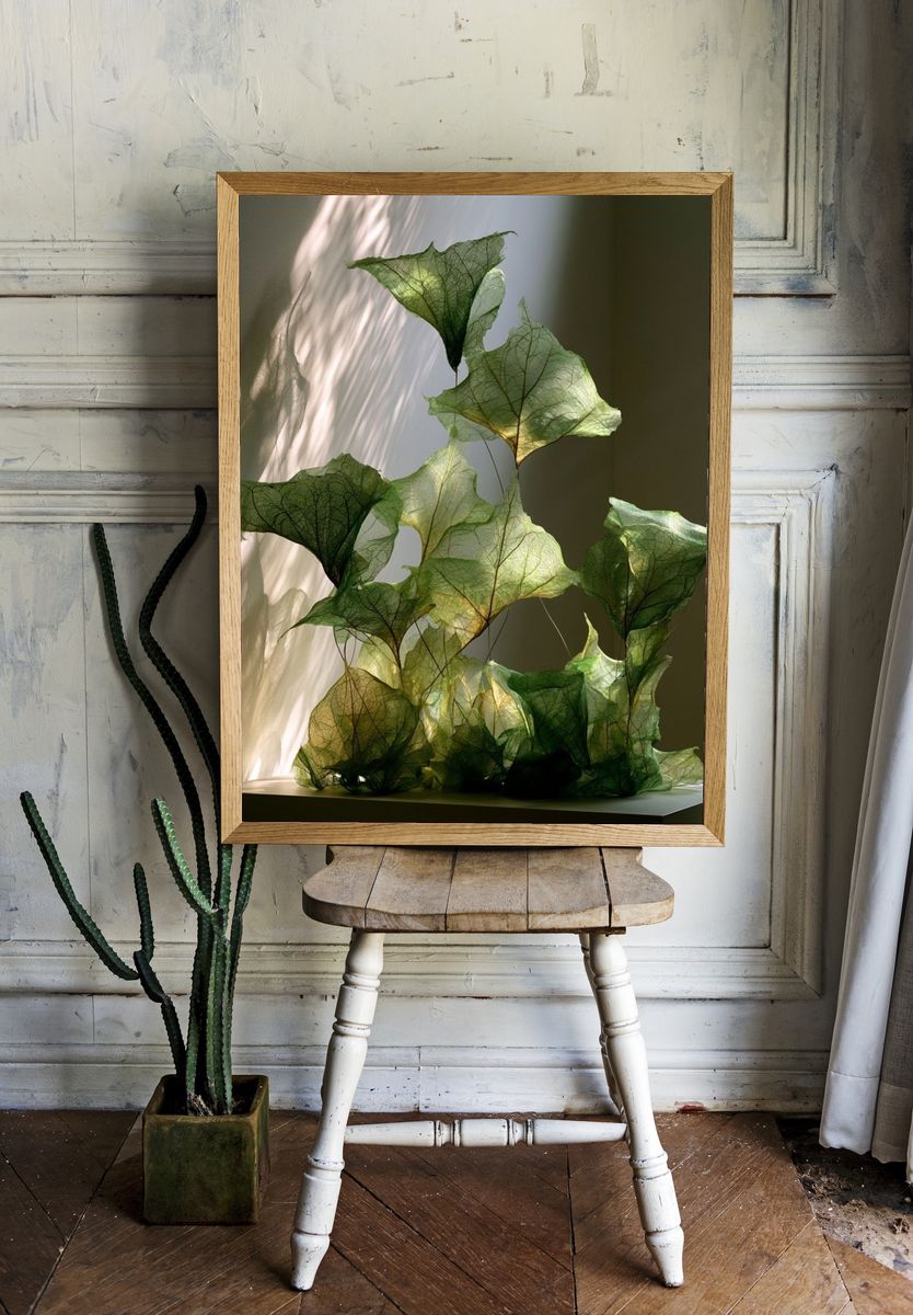 Translucent Green Leaves Photography Poster. room preview