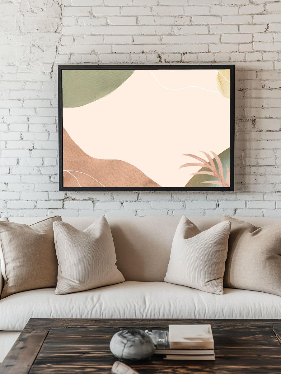 Pink Memphis watercolor leaves background. — room view 1