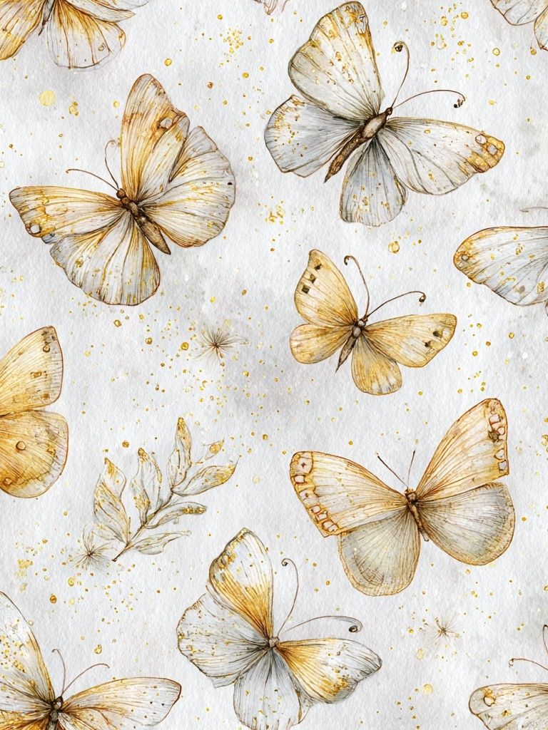 Golden Butterflies Botanical Print. poster detail
