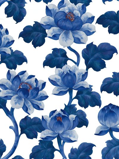 Blue Floral Botanical Print.