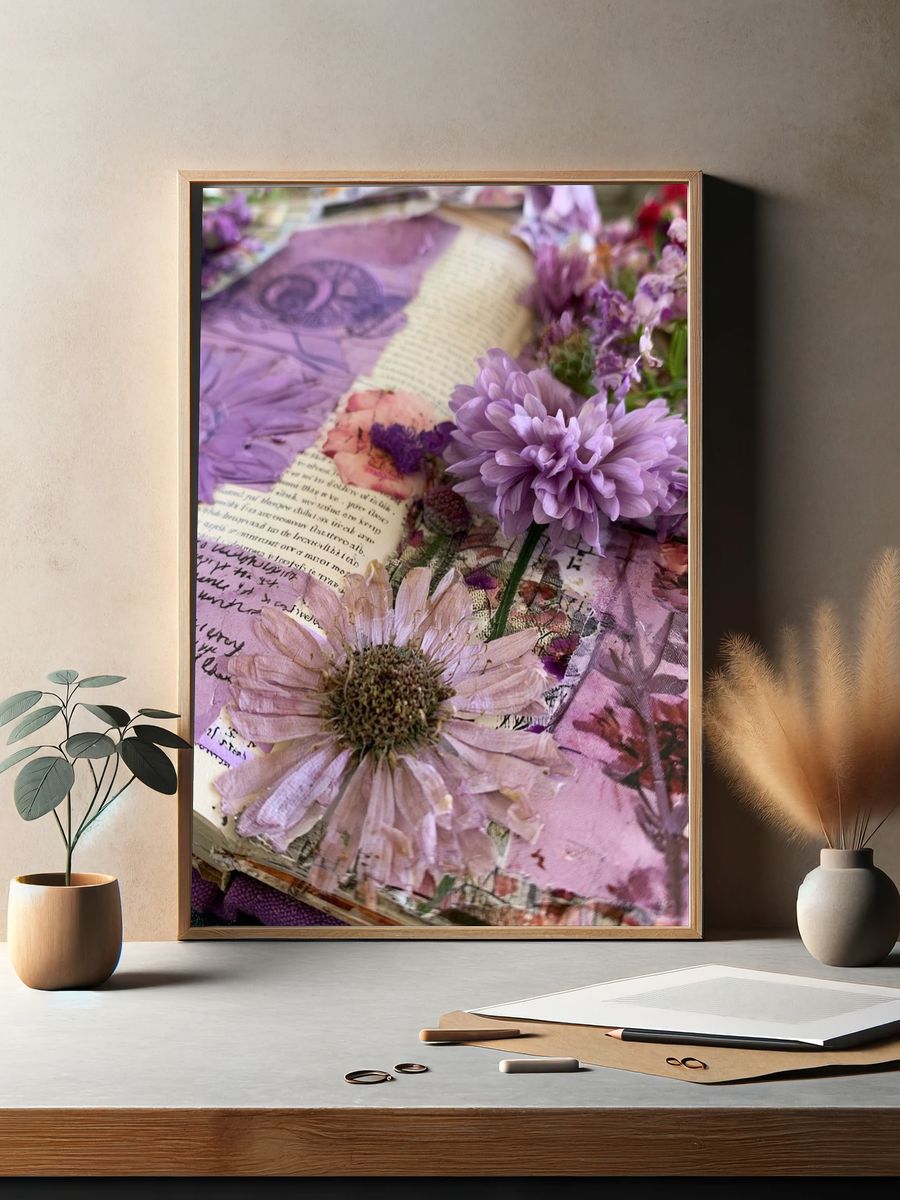 Pressed Purple Flowers Botanical Print. — room view 2