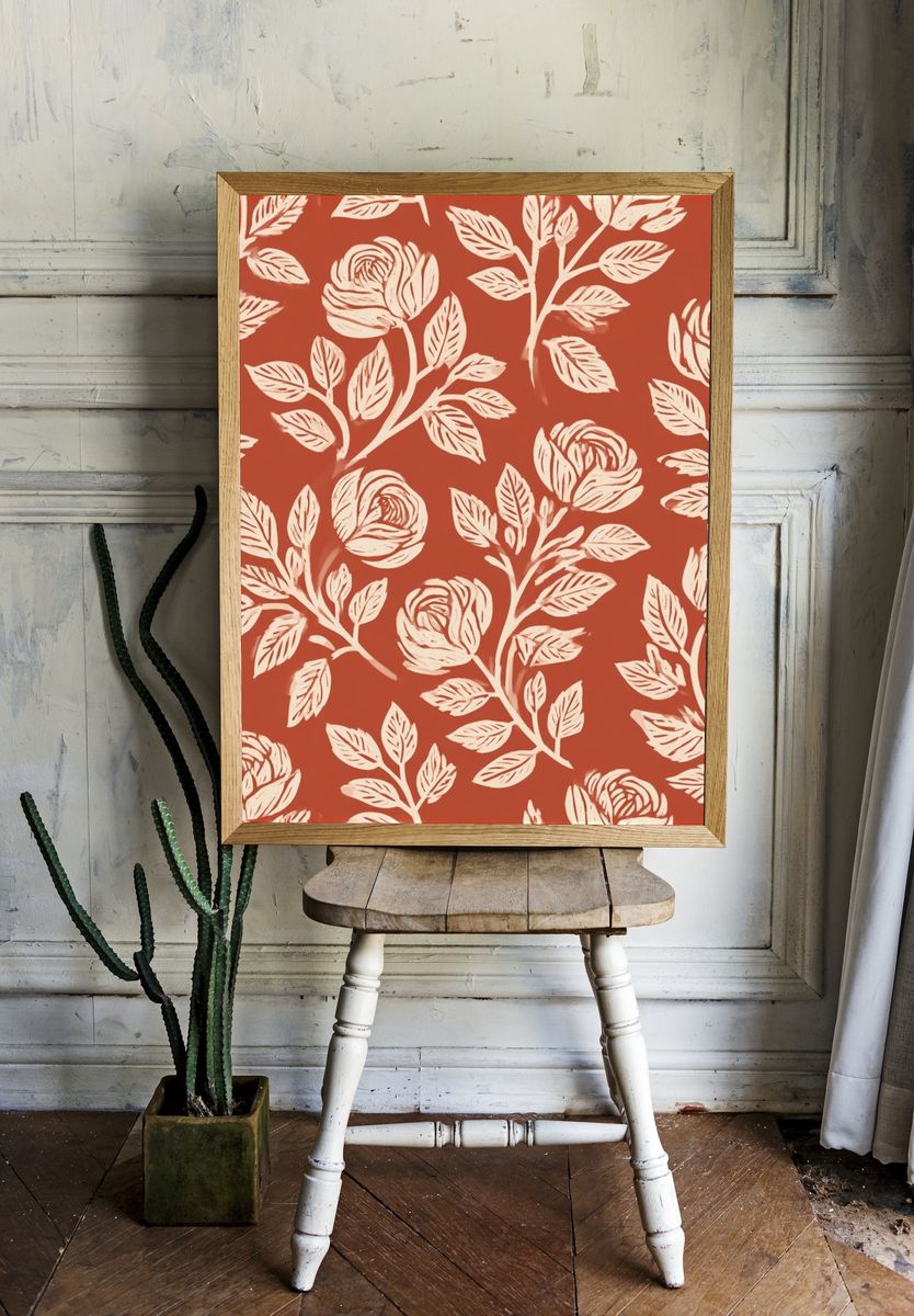 Floral Vine Pattern Print. — room view 1