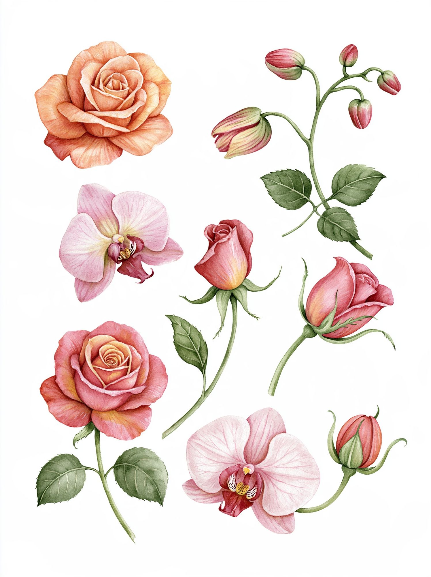 Pink Roses Botanical Print. poster detail
