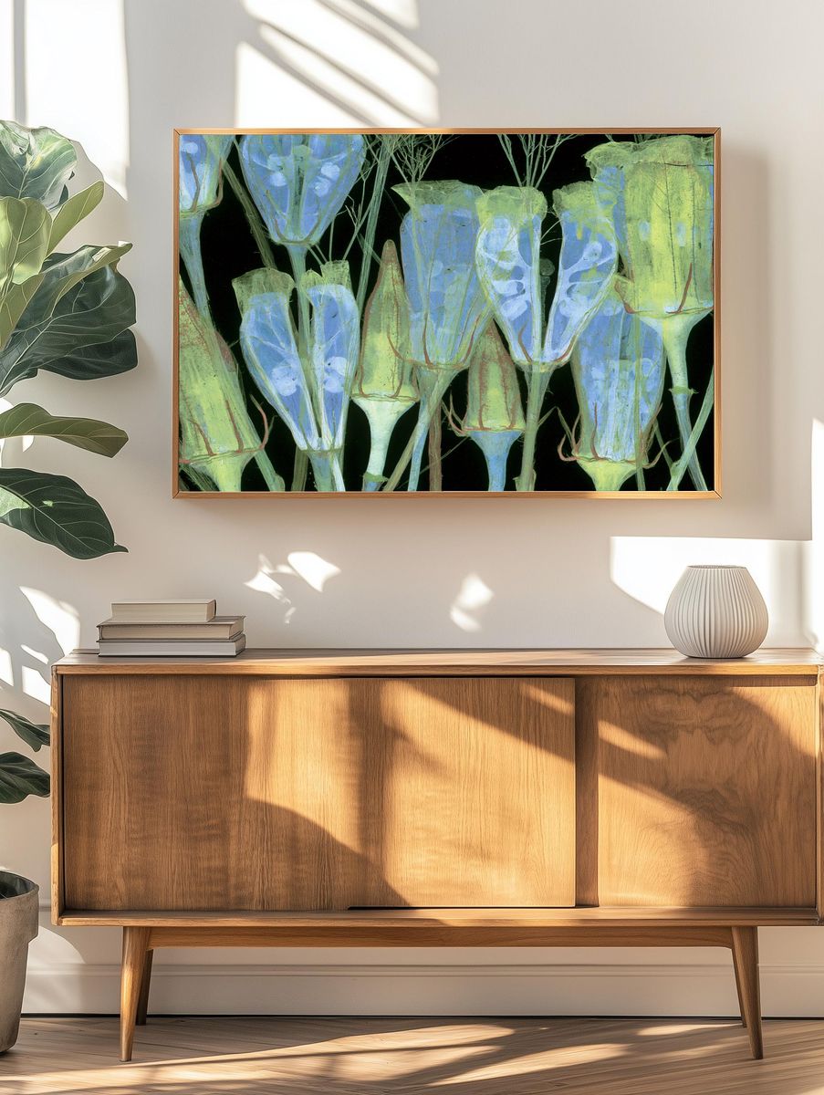 Blue Bellflower Botanical Print. — room view 3