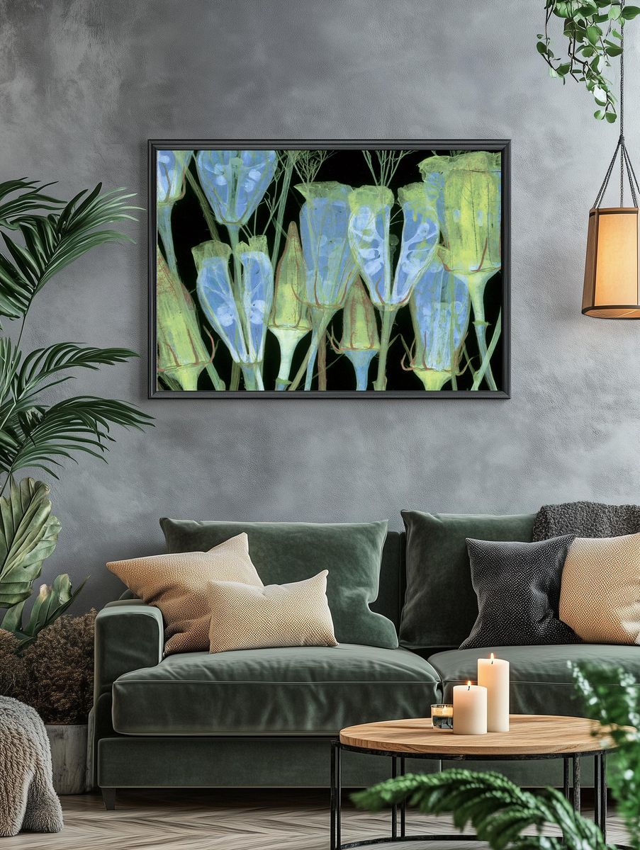 Blue Bellflower Botanical Print. — room view 4