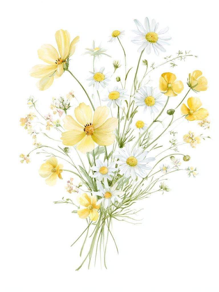 Wildflower Bouquet Watercolor Print. poster detail