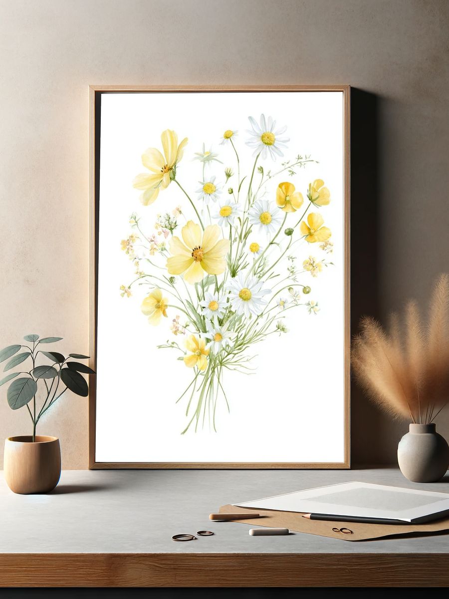 Wildflower Bouquet Watercolor Print. — room view 2