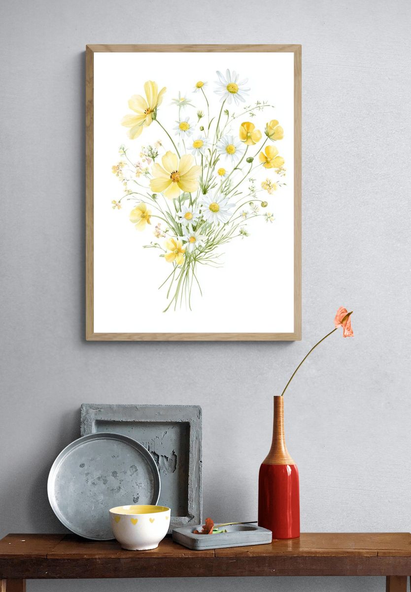 Wildflower Bouquet Watercolor Print. — room view 3