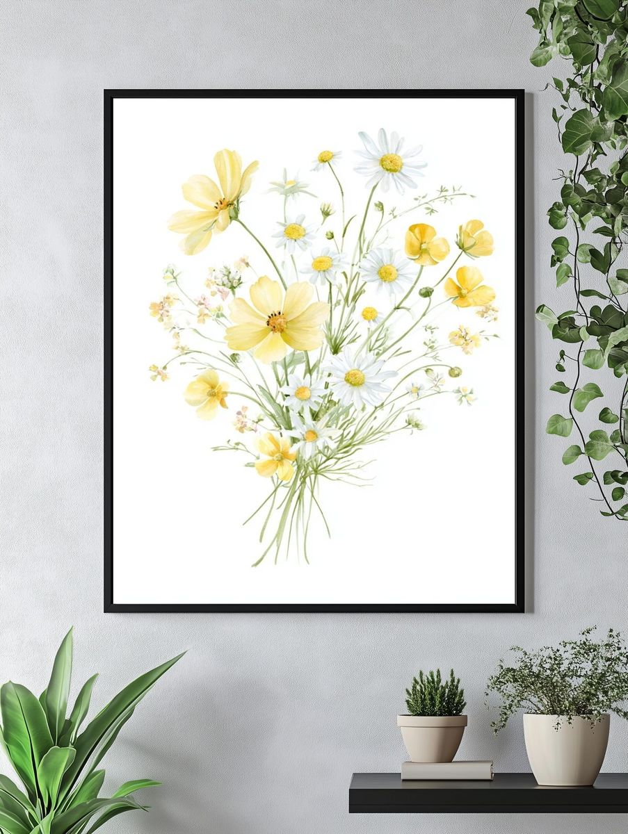 Wildflower Bouquet Watercolor Print. — room view 4