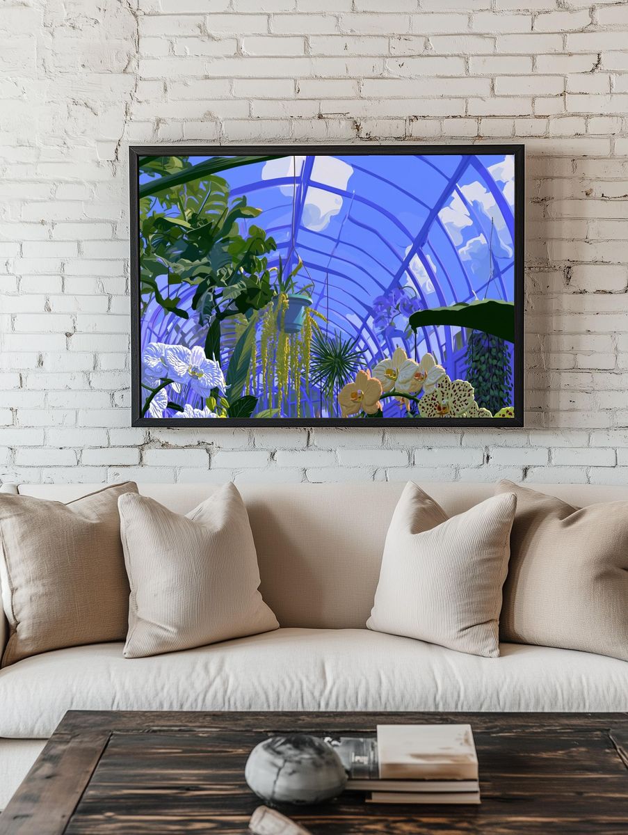 Tropical Greenhouse Illustration Poster. room preview