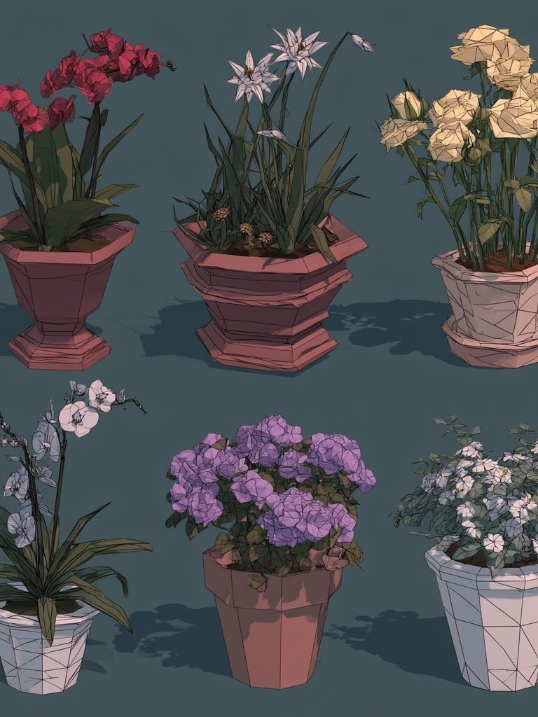 Potted Flowers Illustration Poster. poster detail