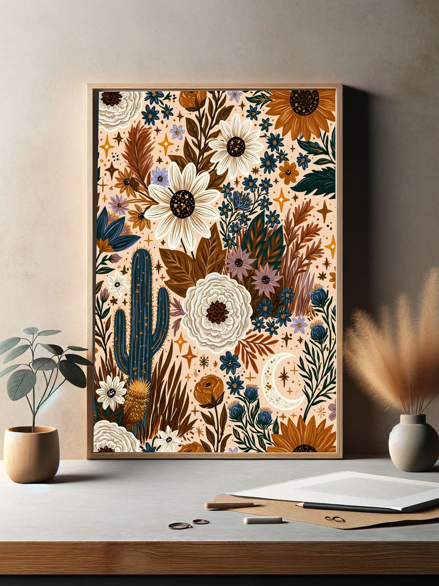 Desert Wildflower Botanical Print. — room view 2