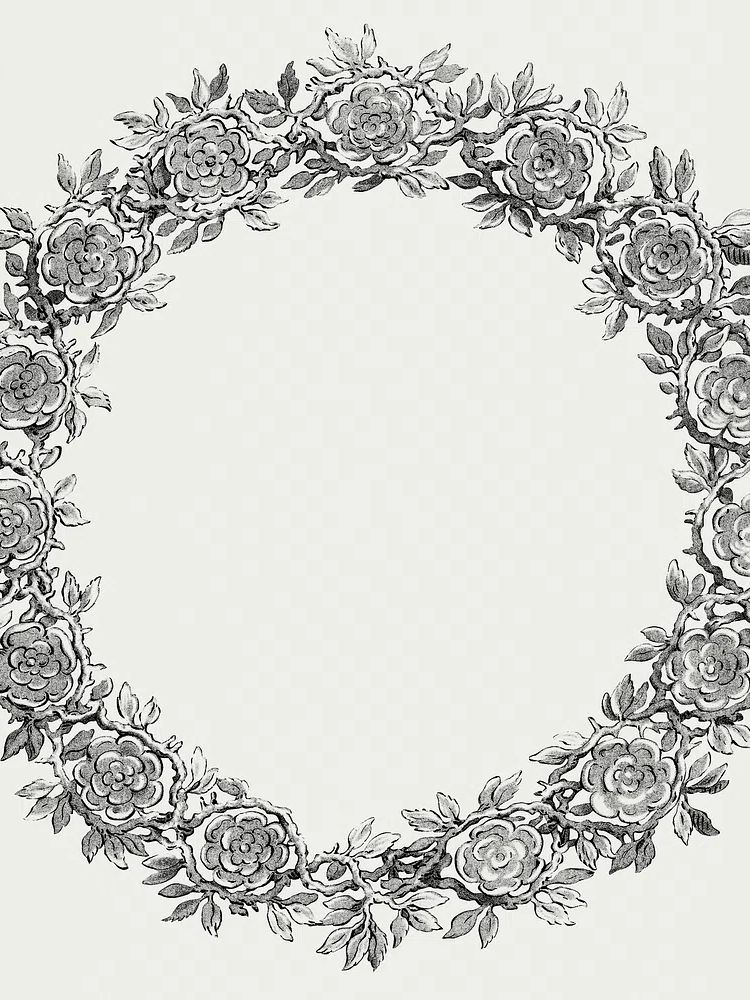 Floral Wreath Maria met Christuskind. poster — botanical art