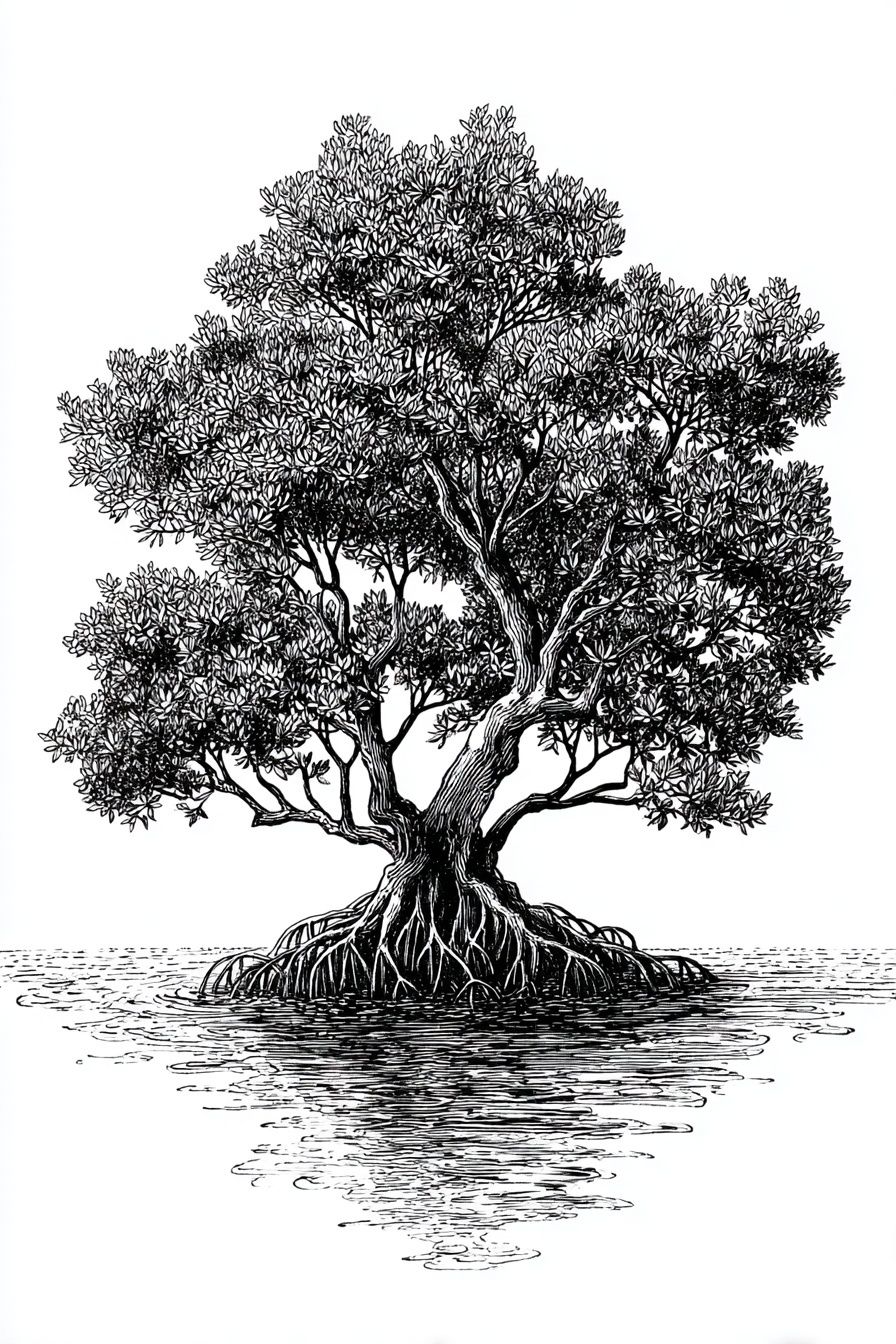 Mangrove Tree Ink Poster. poster — botanical art