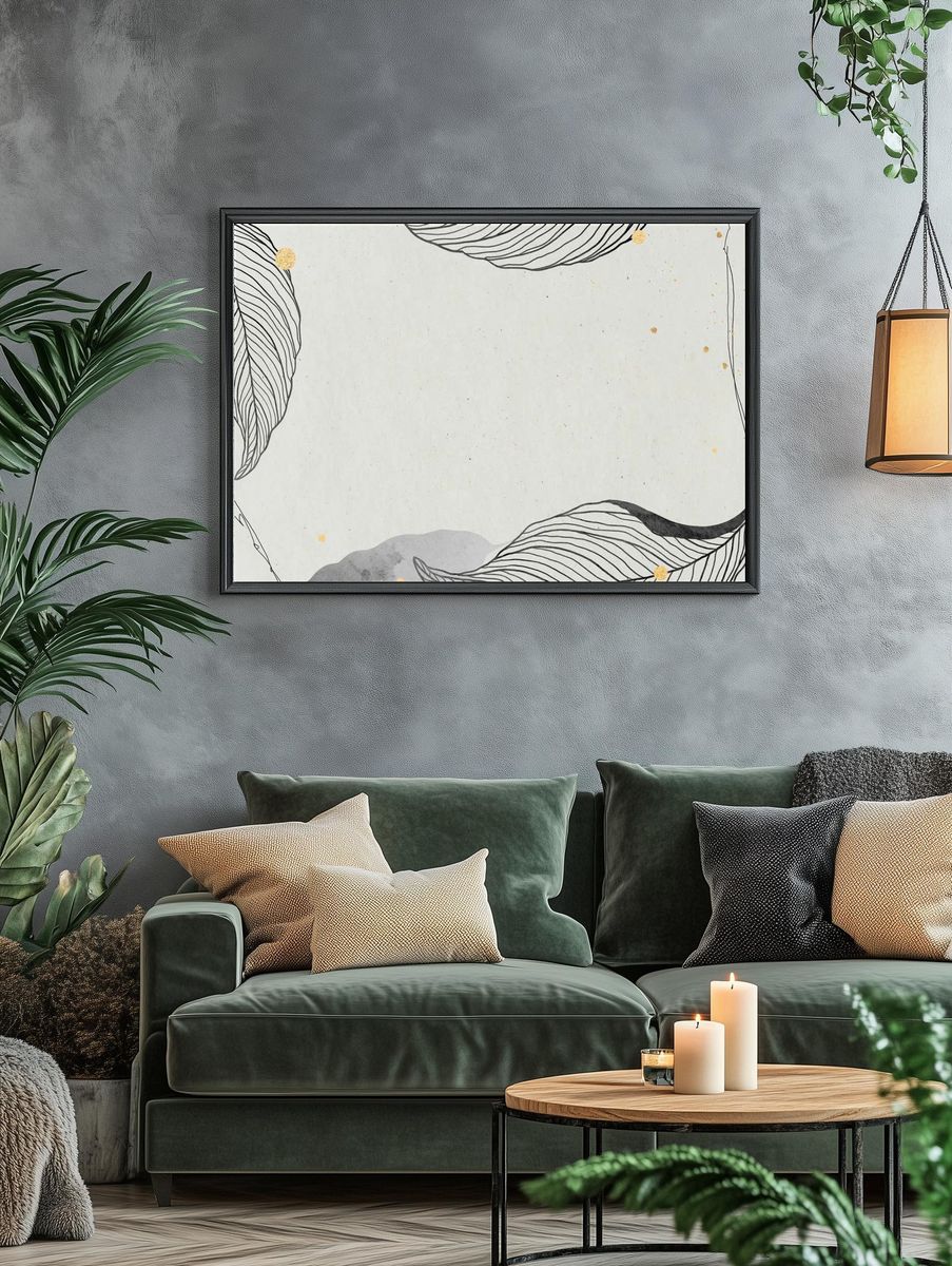 Oriental leaves gold detailed frame. — room view 4