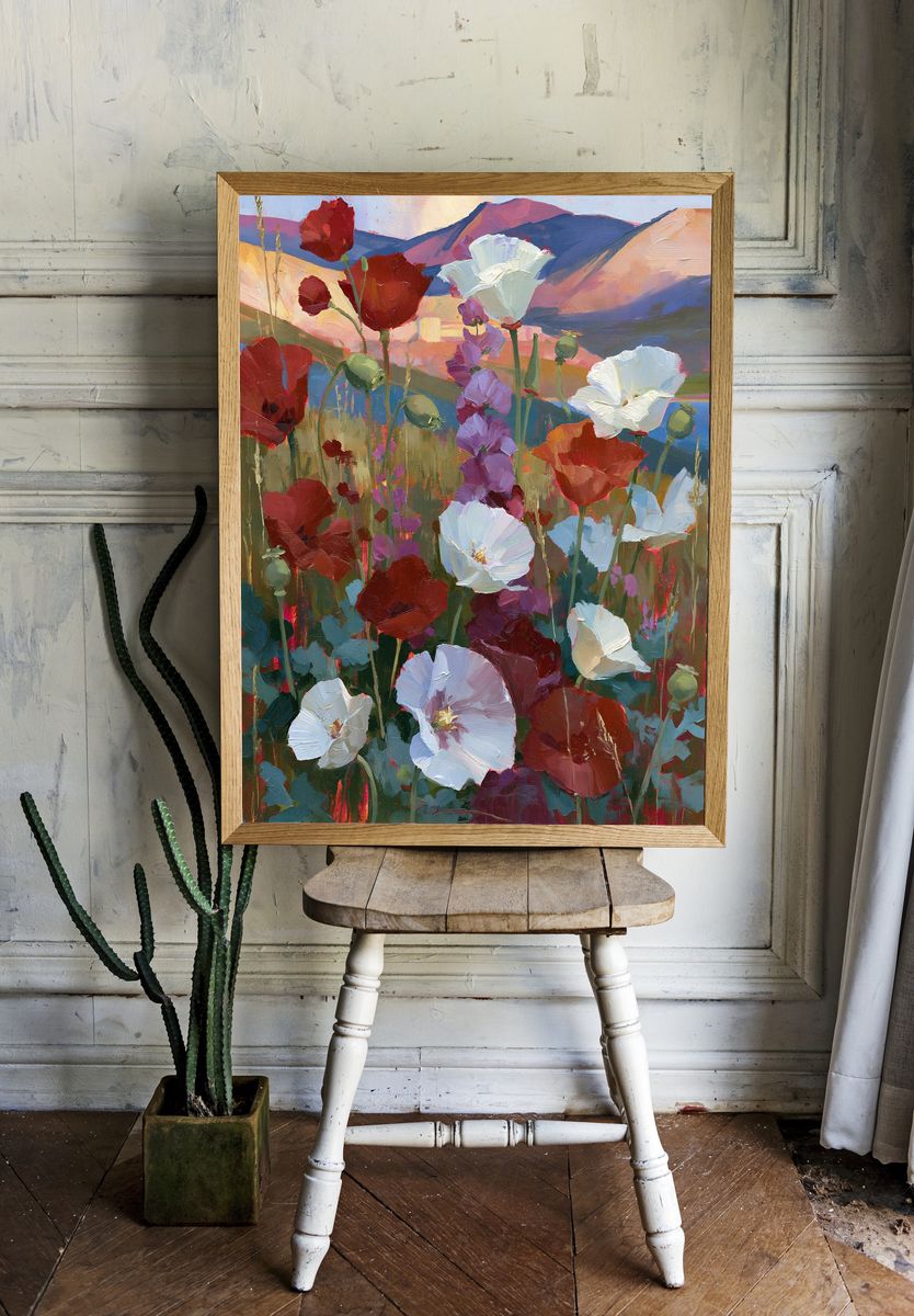 Wildflower Meadow Landscape Print. — room view 1