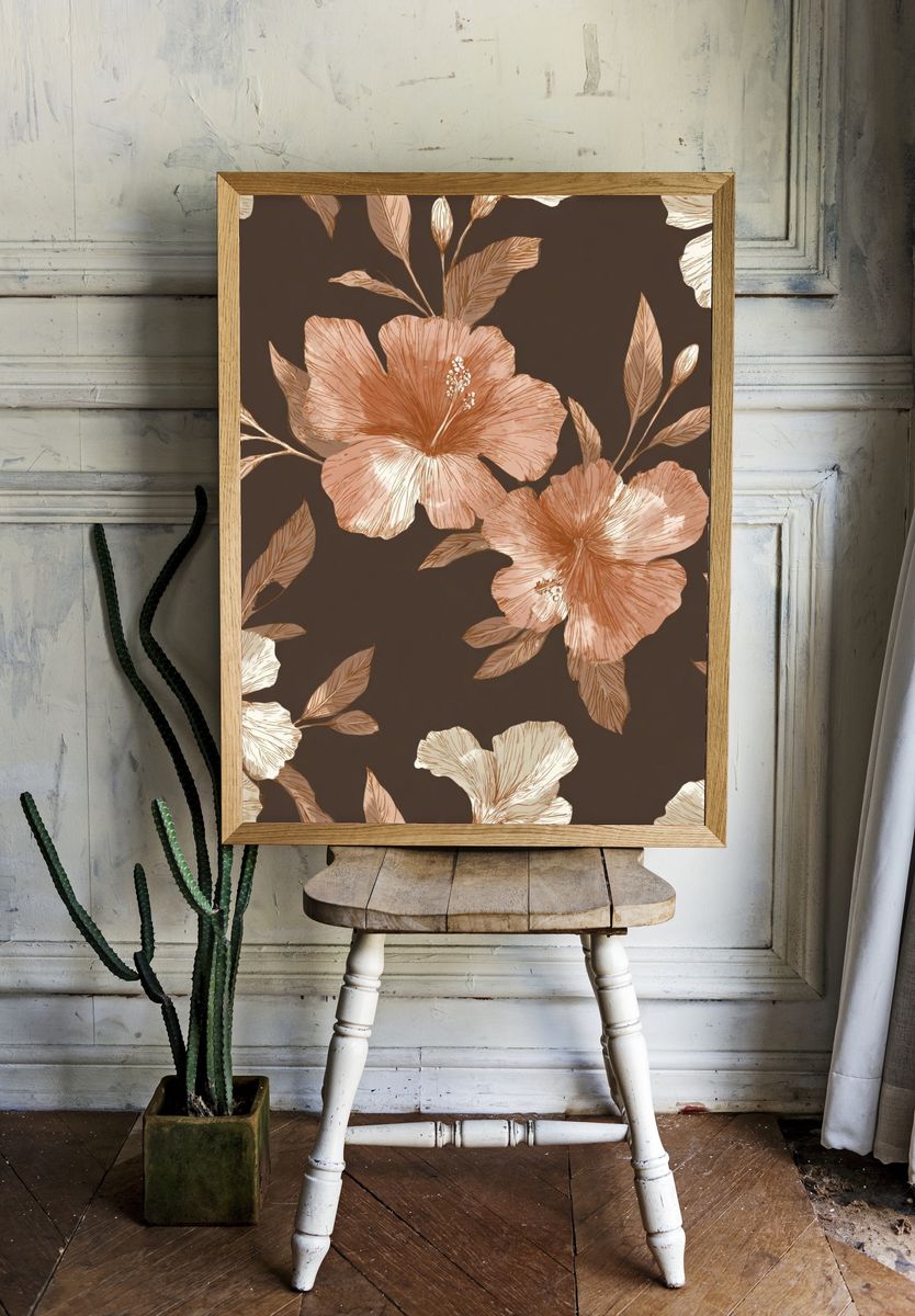 Tropical Hibiscus Floral Print room preview