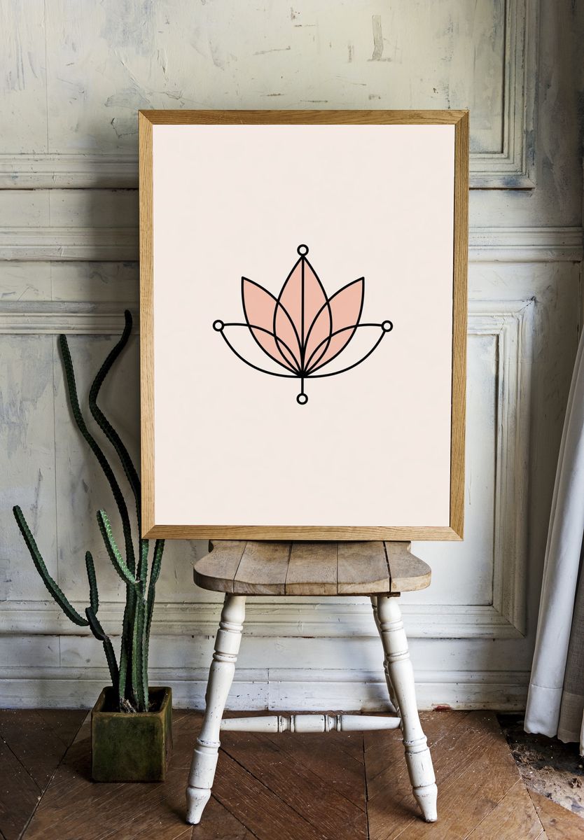 Lotus Line Art Poster. — room view 1