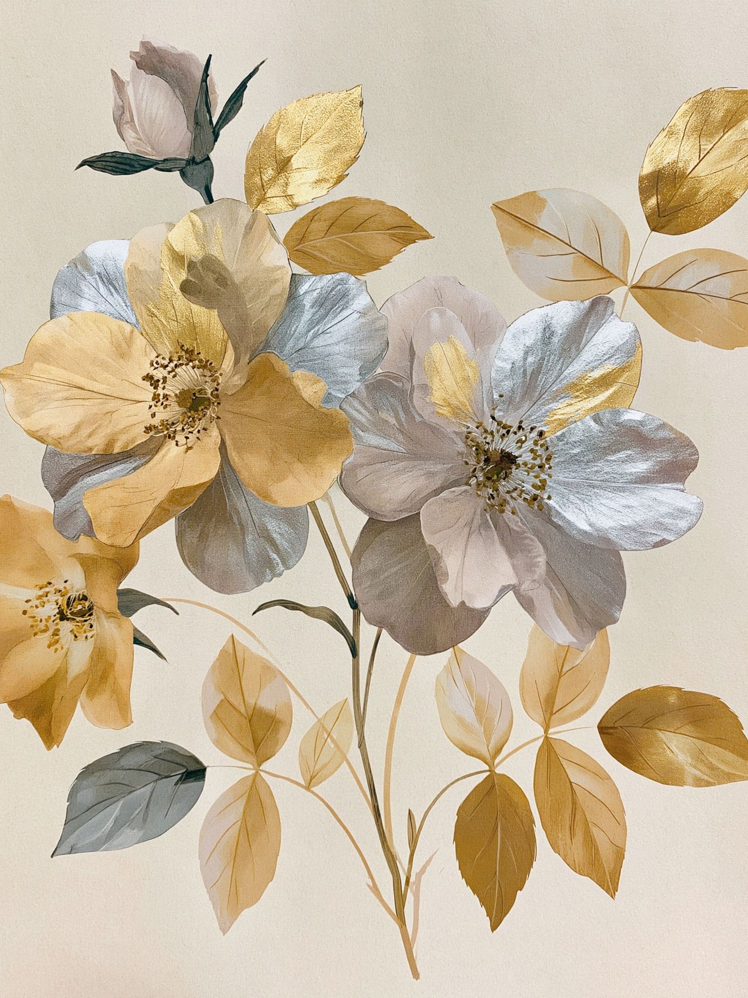 Golden Floral Botanical Poster. poster — botanical art