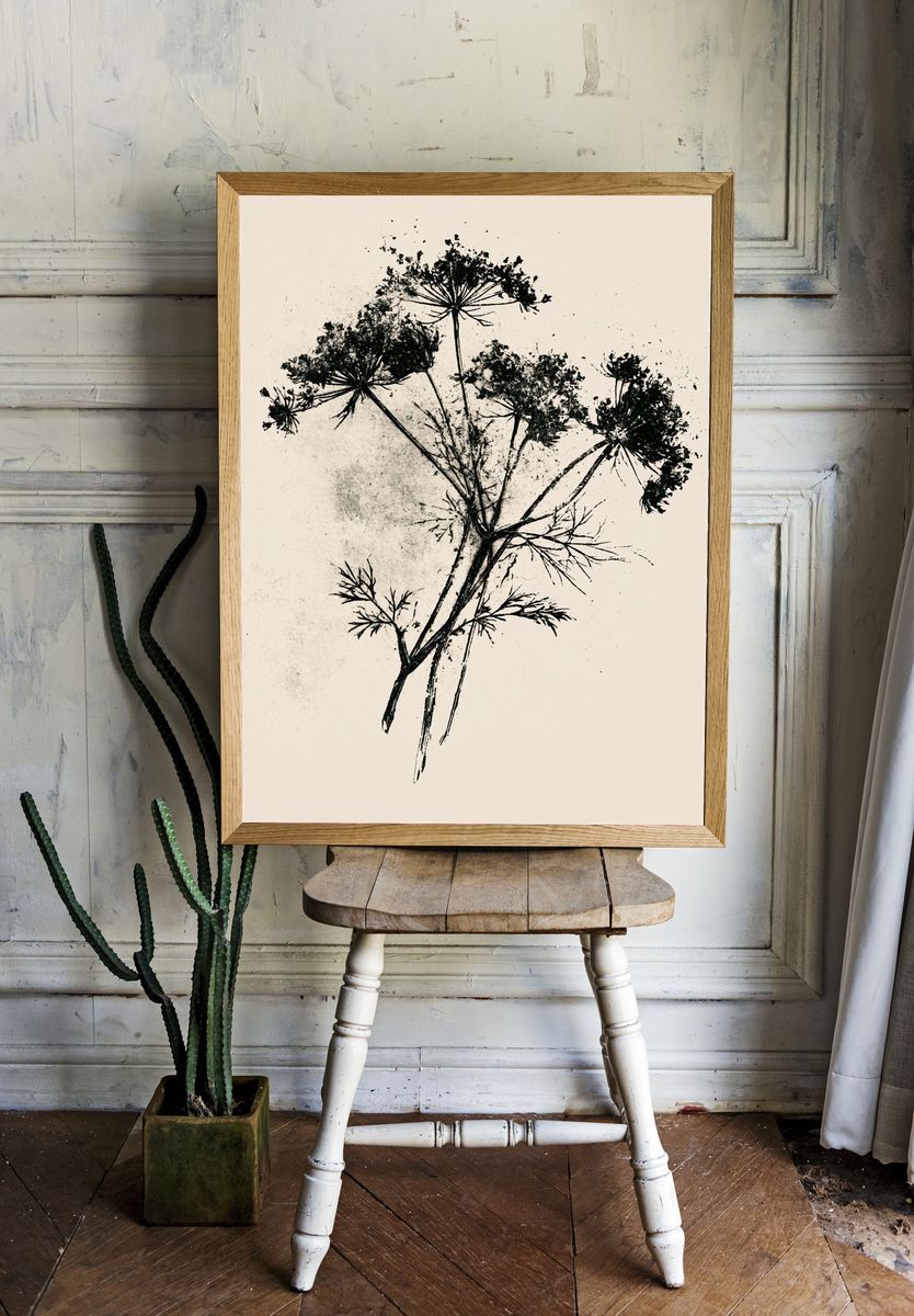 Wildflower Ink Botanical Poster. — room view 1