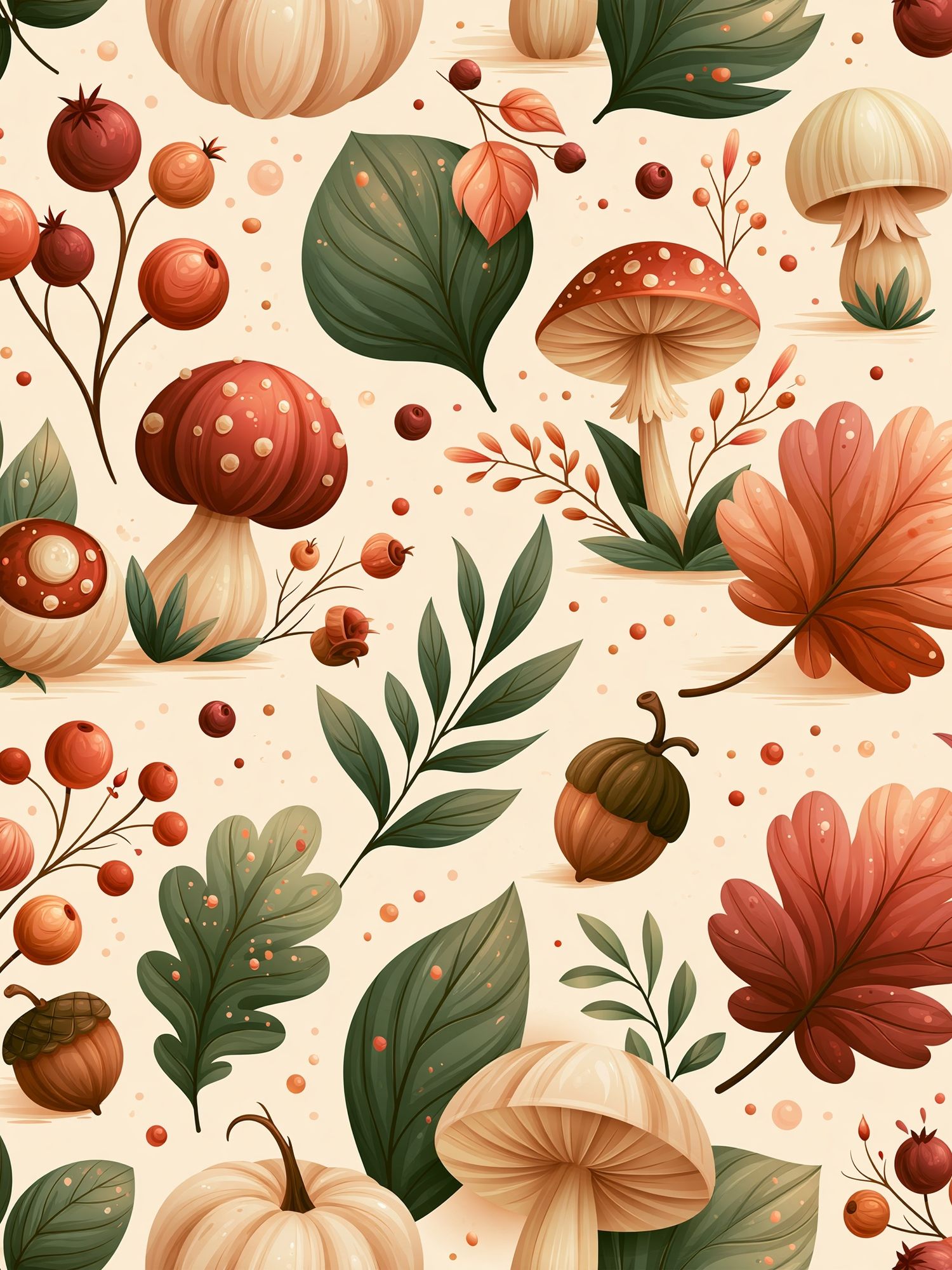 Autumn Mushrooms Botanical Print. poster detail