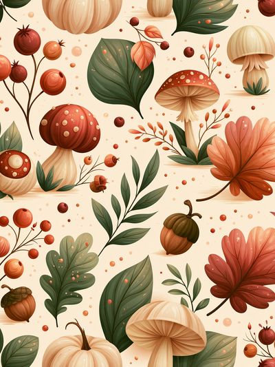 Autumn Mushrooms Botanical Print. poster