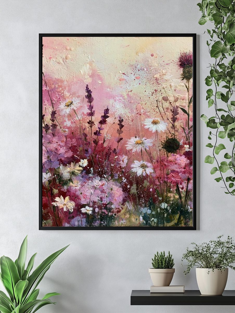 Pink Wildflower Meadow Print. — room view 4
