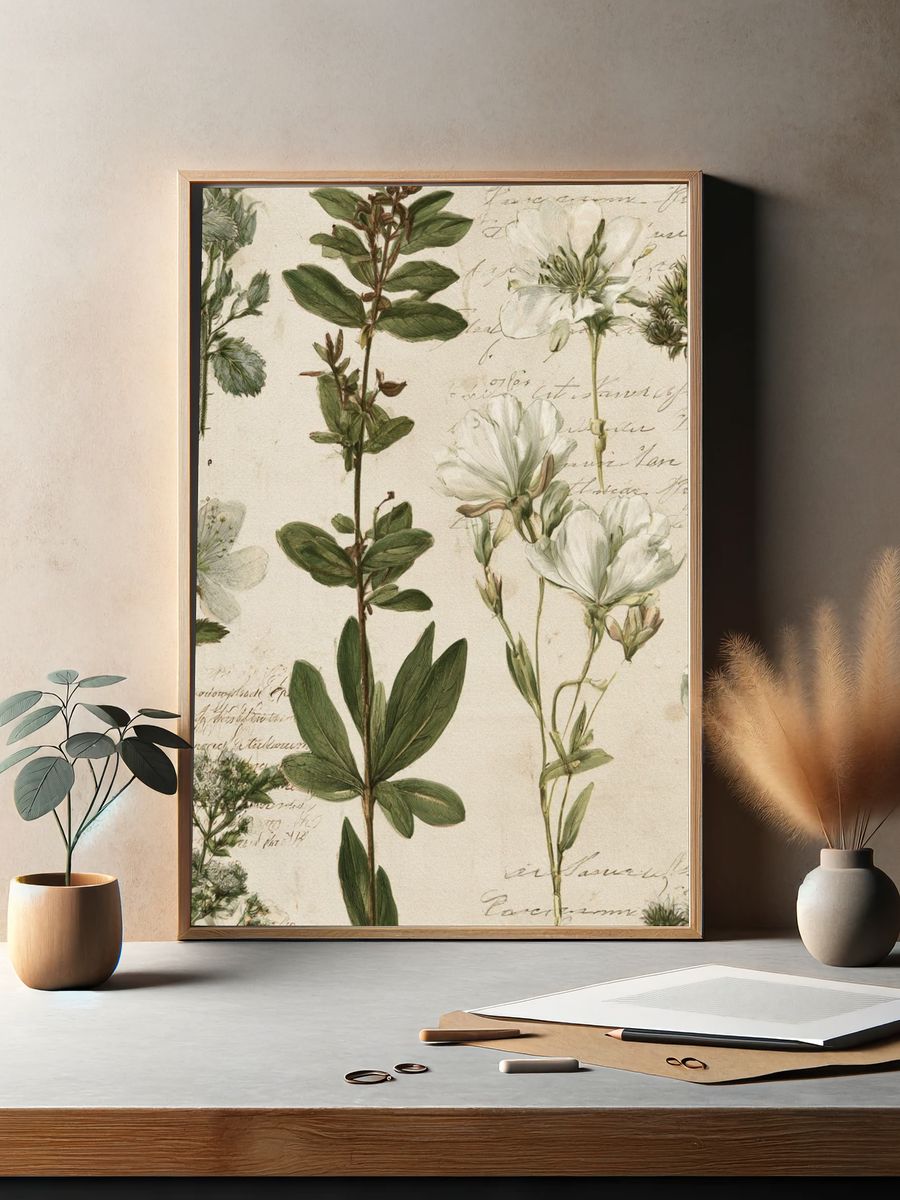 Vintage Botanical Study Poster. — room view 2