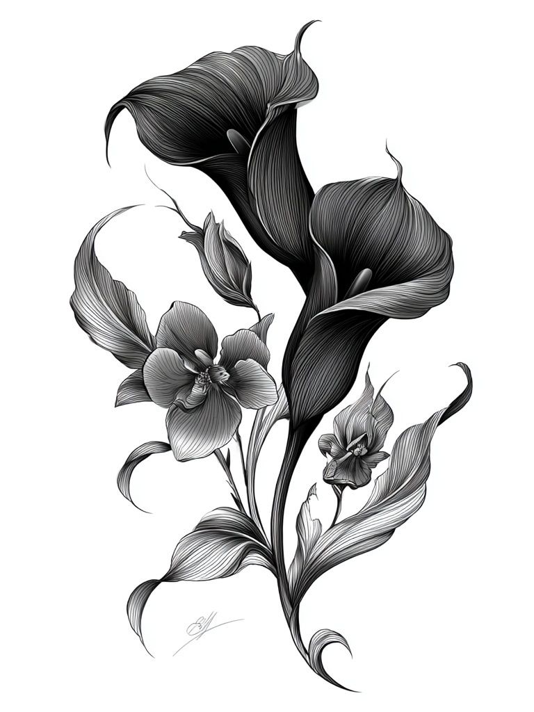 Calla Lily Botanical Ink Poster. poster — botanical art