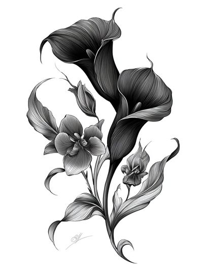 Calla Lily Botanical Ink Poster. poster print